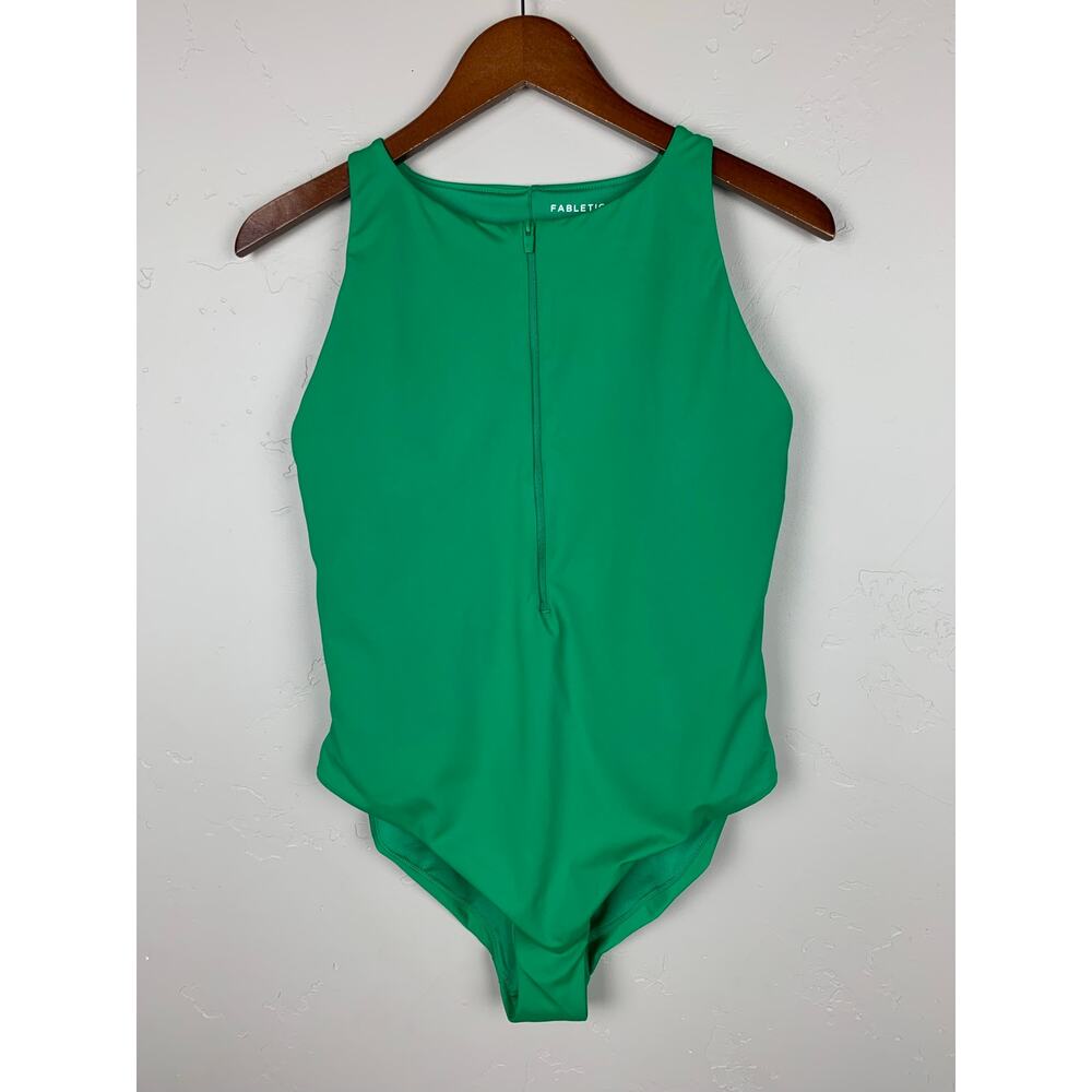 Fabletics Zip Front One Piece Swimsuit High Tide Green Built In Bra Women's 1X